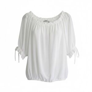 Old Navy White Puff Sleeve Balloon Hem Peasant Top Size Medium